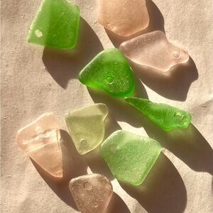 Green and Pink Sea Glass Charm Shards